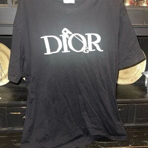 Dior Black Tee with White Logo